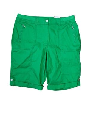 NWT Chico’s Ultimate Fit Roll Hem Shorts 11 Inch Inseam Green Size 12